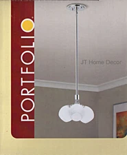 3-Light Mini Pendant Ceiling Lighting Island Kitchen Frosted Glass Shade CHROME