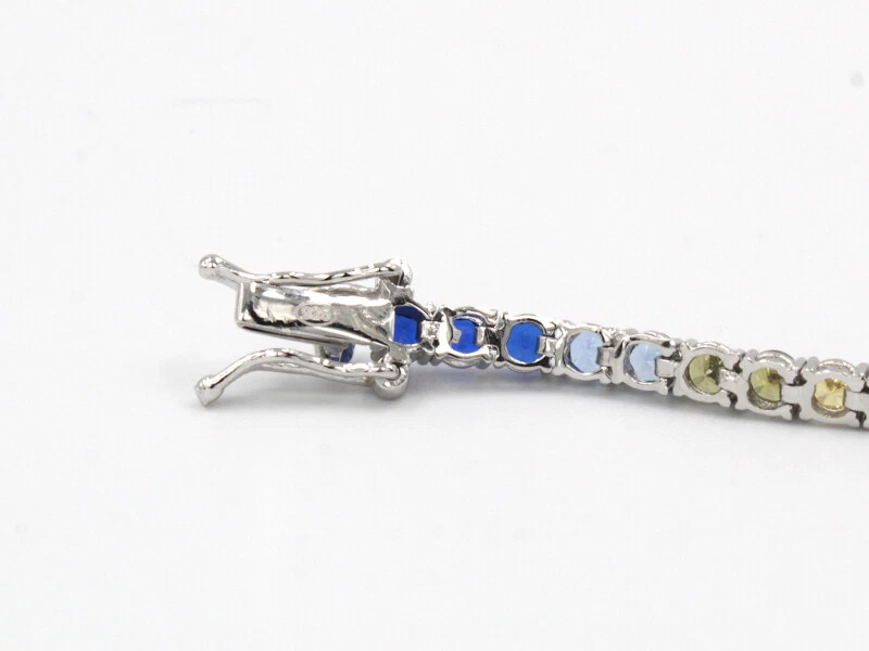 Bracciale Tennis Rainbow Zirconi Colorati Idea Regalo Nuovo Argento Top Qualità - Immagine 3 di 4