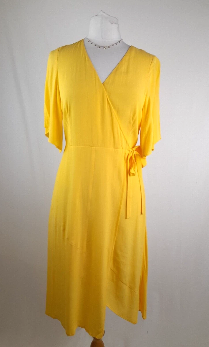 Yellow velvet cheap wrap dress