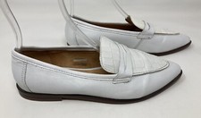 Office size 5 (38) white leather pointy flat slip on loafers with moc croc trims