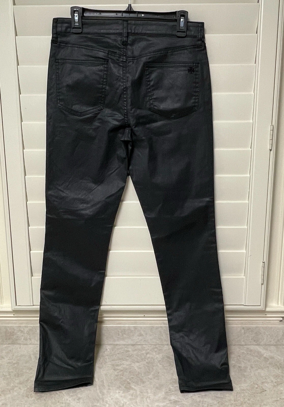 Pantalone donna Tory Burch 29 skinny rivestito vita alta logo 5 tasche ecopelle