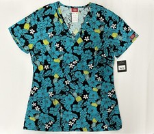 Dickies Women  s Scrubs V-Neck Top Floral Print Size S
