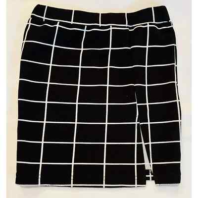 Shein Girls Split hem Midi Pencil Skirt in Black & White Grid Pattern - Size 8Y