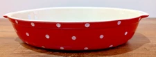 Grestel Stoneware Portugal Red White Polka Dot Oval Casserole Baking Dish 7.5x11