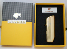 New Gold Windproof Butane Lighter 3 Jet Flame Gas Torch Cigar with Punch