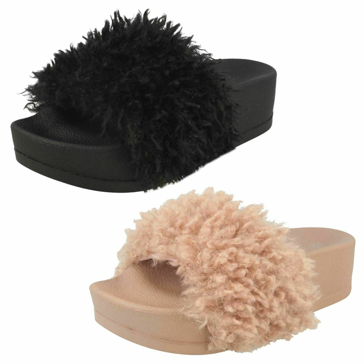 Ladies F1R0772 Casual Wedge Summer Mules Sliders Sandals By Spot On Price