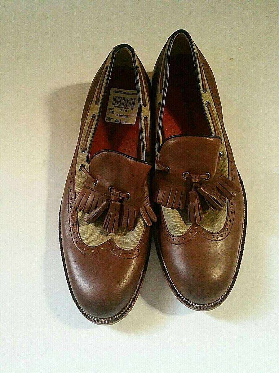 Johnson & Murphy J&M Brown Leather Beige sheep skin Mens SZ 