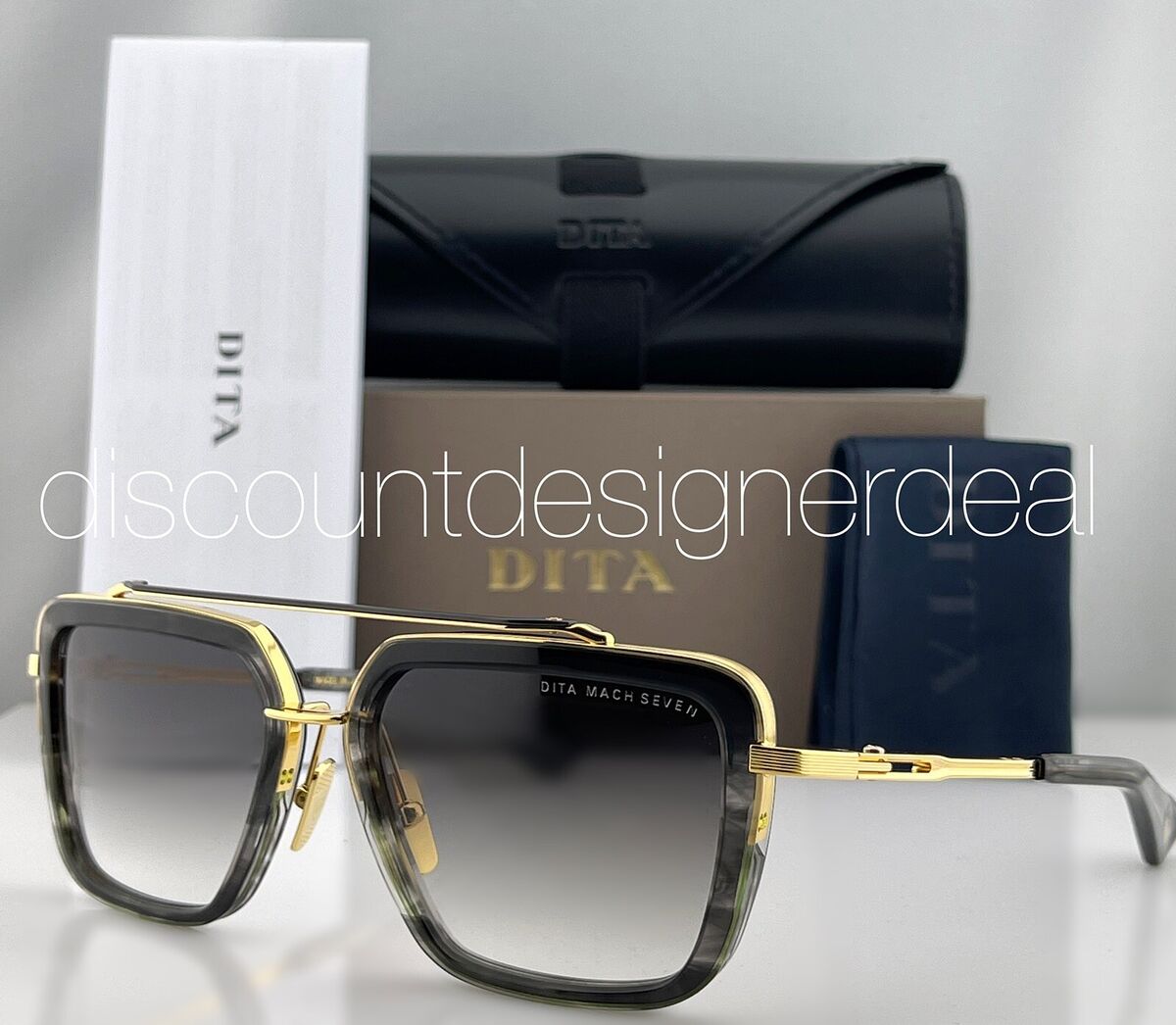 DITA MACH SEVEN Square Sunglasses DTS135-56-03 Grey Swirl DITA MACH SEVEN Square Sunglasses DTS135-56-03 Grey Swirl