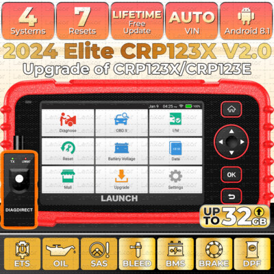 2024 LAUNCH CRP123X V2.0 Car Oil Reset OBD2 Scanner Diagnostic Tool Code Reader