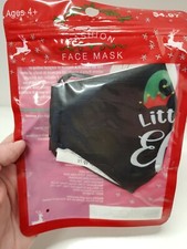 "LITTLE ELF" CHRISTMAS BLACK FABRIC FACE MASK YOUTH BRAND NEW SEALED SHUT