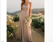 Show Me Your Mumu Jenn Maxi Dress Beige Pink Chiffon Size XS Bridesmaid Formal