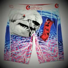Ethika Staple White Shark Hook $100 Bill Water Colorful Boxer Briefs Mn's L NWT