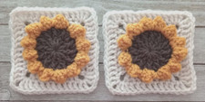 handmade crochet sunflower granny squares 4.5 Inch aran