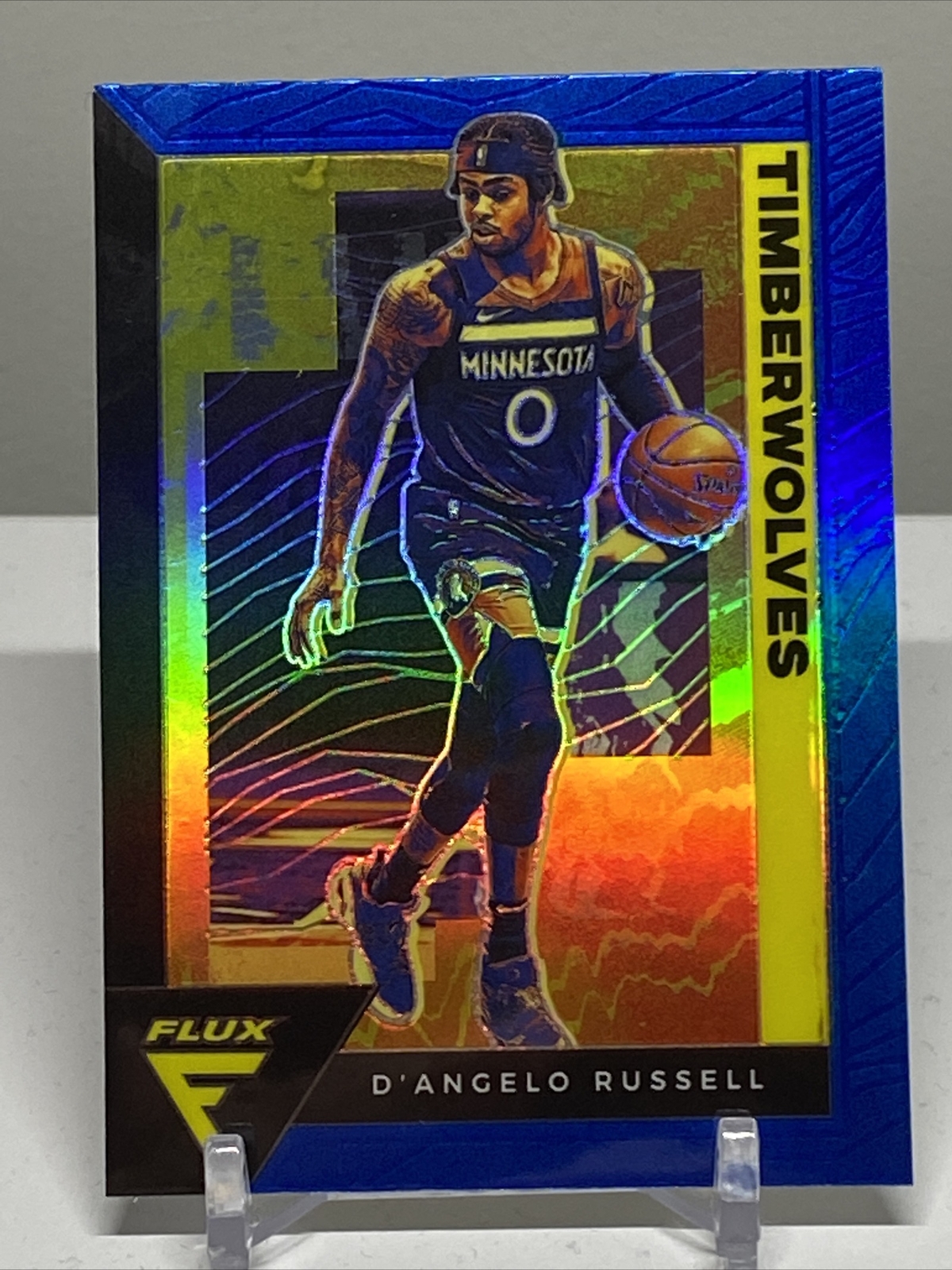 2020-21 Panini Flux D'Angelo Russell Blue Prizm Parallel #105 Timberwolves