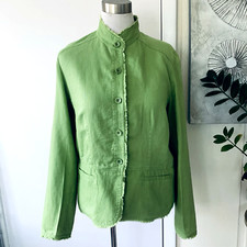 Coldwater Creek great quality 100 linen green jacket size L.