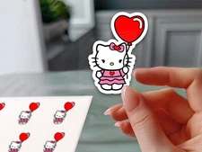 Adorable Cat with Heart Balloon Sticker - Cute Vinyl Decal for Laptops and MORE!