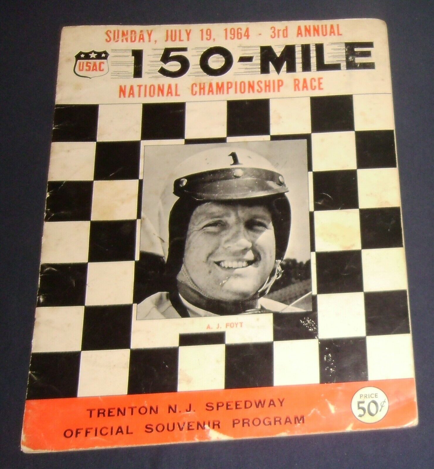 1964 Trenton Speedway USAC 150 Mile Championship Program A.J. Fo