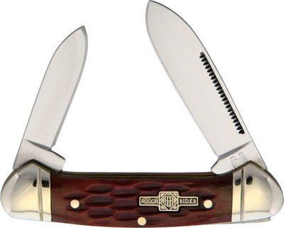 Rough Ryder Mini Canoe Red Jig Bone roter Knochen mit 2 Klingen Slipjoint RR271