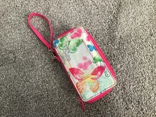 WOMENS OR GIRLS PINK CLUTCH WALLET / WRISTLET / PHONE CASE / COIN PURSE ZIPPERED