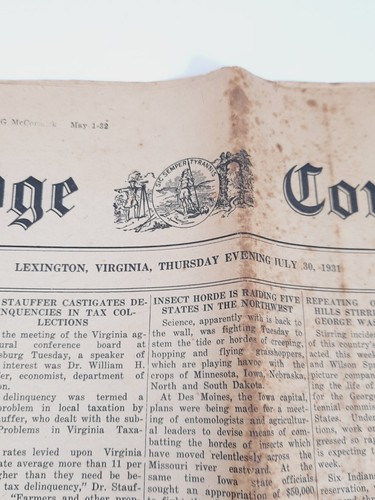 2 Vtg 1931 Rockbridge Co News Virginia Newspapers Small Town News Adds - Picture 3 of 12