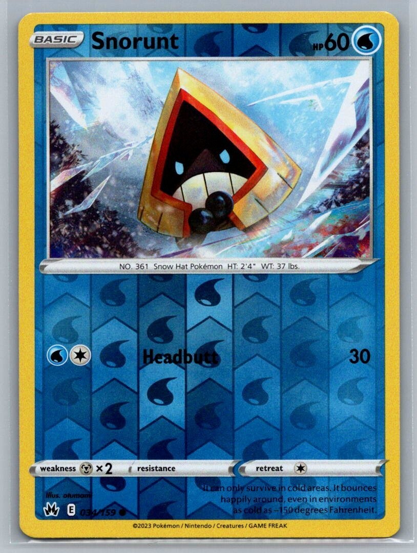 Snorunt 34/159 Crown Zenith Common Holo Pokémon TCG 2023