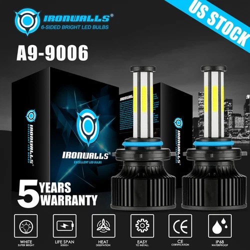 6-Sides 9006 LED Headlight Super Bright Bulbs Kit White 6500K 2800000LM Low Beam