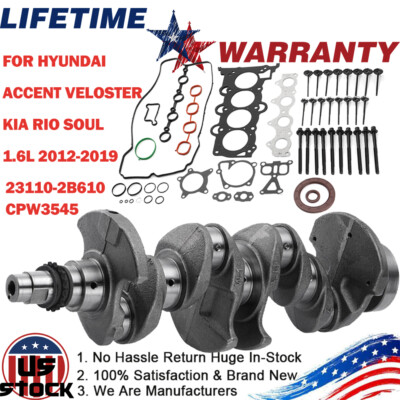 Head Gasket Set &Crankshaft 23110-2B610 For Hyundai Accent Veloster 1.6L 2012-19