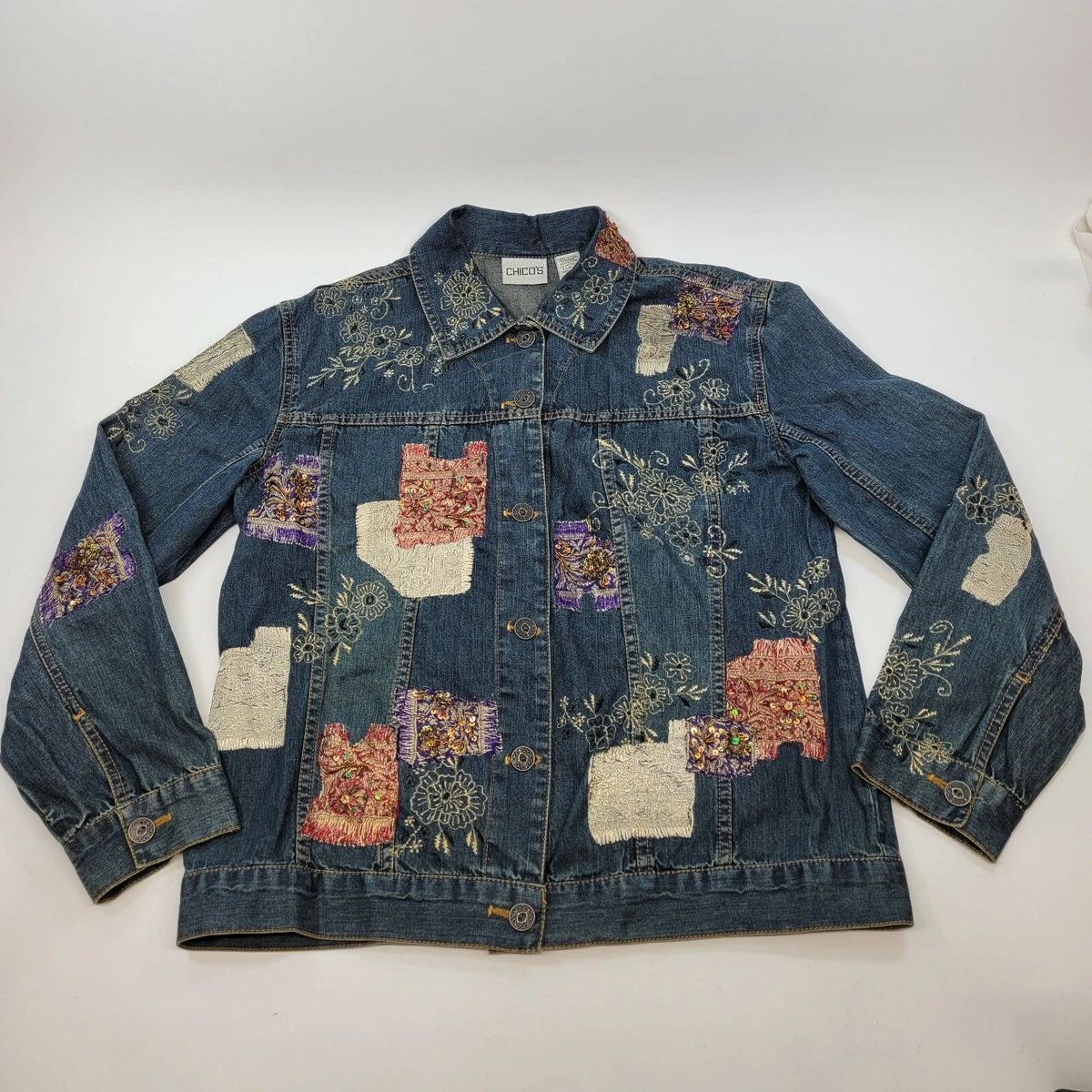 Chicos embroidered top denim jacket