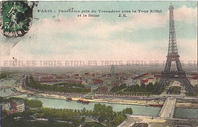 Antique postcard Eiffel Tower 1912 France Paris over 100 years ago 1 century ago