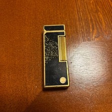 Dunhill Rolla Gas Lighter Gold Black With Gold Leaf