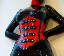 0.6MM Latex Gummi Corset with 5 buckles Corset Lace up Boned Underbust Corset