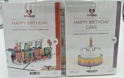 Lot 3 Lovepop Happy Birthday Cake Pop-Up Greeting Card Sealed NEW LP2671/LP1782