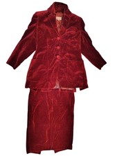 Vintage Romeo Gigli Maroon Red Velvet Blazer Jacket  Skirt Set Small/Medium