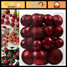 30pcs Shatterproof Christmas Ball Ornaments Set - Plastic Hanging Xmas Tree Deco