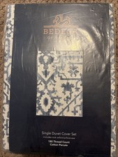 Image of Bedeck of Belfast Dhaka Blue Chambray Single Duvet Cover Set