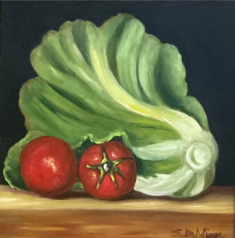 “Lettuce And Tomatoes, Please” Original Oil Painting On Canvas 12 X 12 - Signed