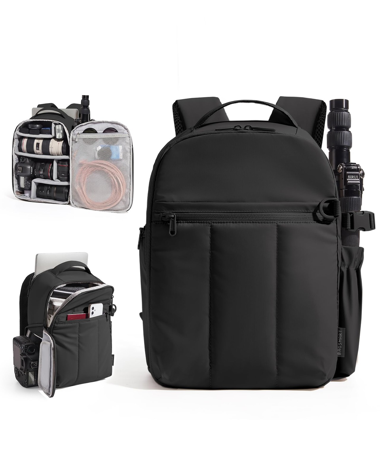 bagsmart Small Camera Backpack Bag For Dslr SLR Mirrorless Cameras M, Black