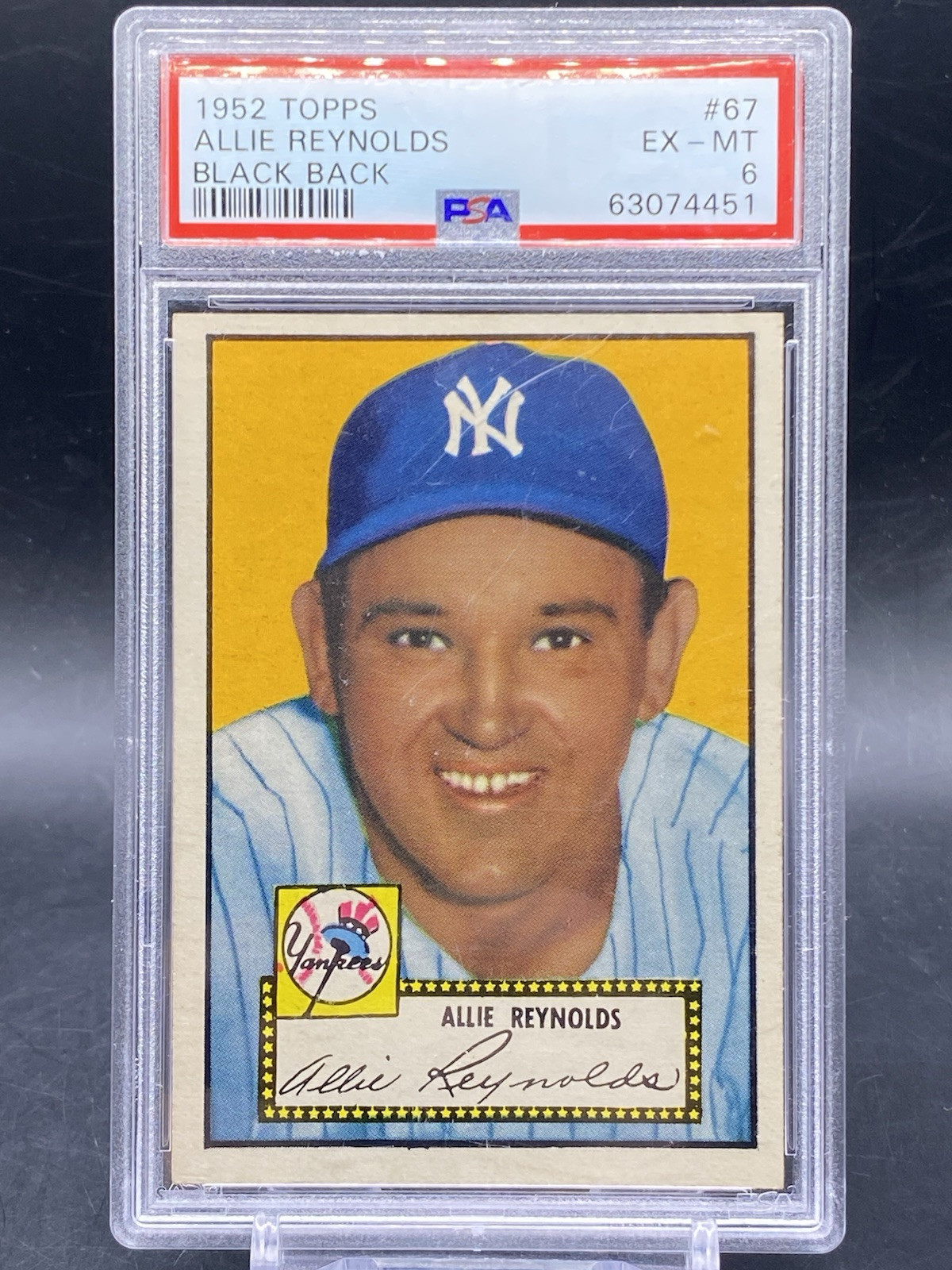 1952 Topps #67 Allie Reynolds New York Yankees Vintage Baseball Card PSA 6