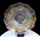 Fenton Iridescent Carnival Glass White Leaf Chain 9 3/8" Footed Plate 1907–1915