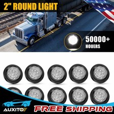 2" 10pc Inch DOT Clear Round 9 Trailer LED Marker Light w/ Grommet for Truck bus
