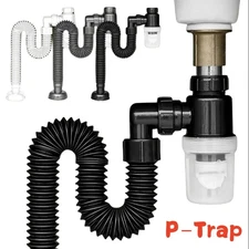 1pcs Flexible P-Trap Kitchen Sink Drain Deodorizing Pipe & Strainer Set - NEW