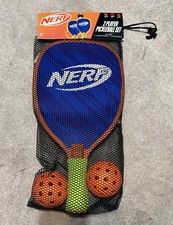 NERF 2 Player Pickleball Paddle Set Youth Pickleball 2 Wooden Paddles 2 Balls