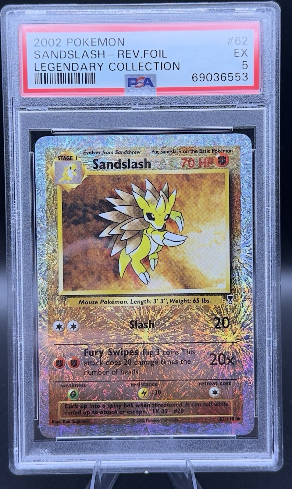🦔 Sandslash Reverse Holo 62/110 – Legendary Collection (2002) – PSA 5 (EX)