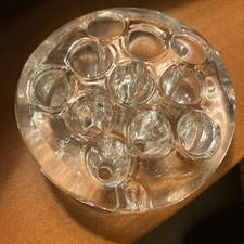 Vintage Clear Glass Flower Frog Floral Arranging Tool, Round, Approx. 2.5 Inch
