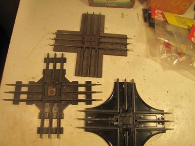 Unbranded, Marx, Lionel Lot of three 90-degree crossover, unrestored original