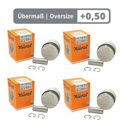 4x Kolben ÜM +0,50mm für Hyundai Mitsubishi 87-287107-30 4D56T bis Bj. 1993