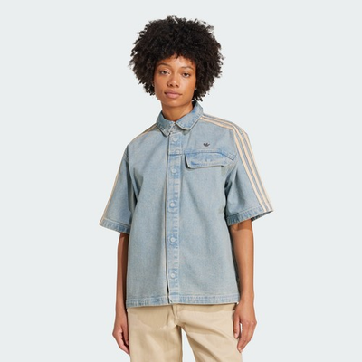 #ad adidas women Premium Essentials Denim Shirt Shortsleeve $77.00