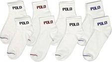 Polo Ralph Lauren 8 Pack Mens Low Cut Ankle Socks in White Sock Size 10-13
