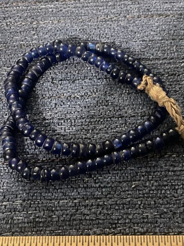 Antique Bohemian Cobalt Blue Beads Strand