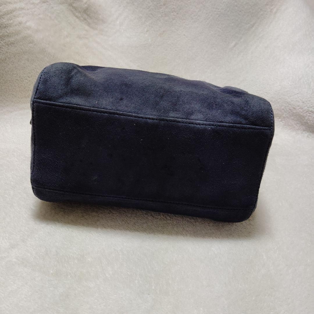 PRADA Mini Handbag Chain Suede Triangular Logo Go… - image 6